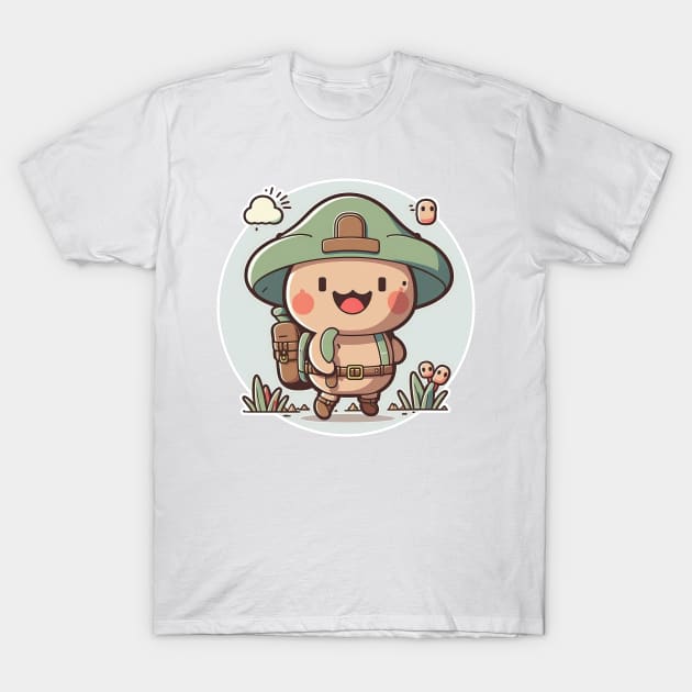 Cute happy kawaii boy scout exploring the nature T-Shirt by Quixar